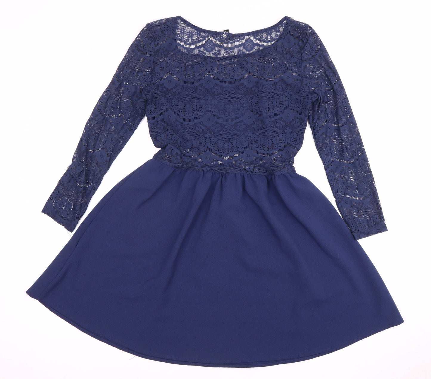 DIVIDED Blue A-Line Dress Women Size 12 Round Neck