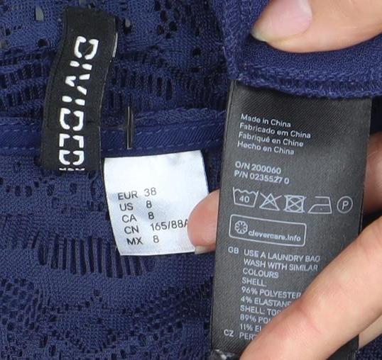 DIVIDED Blue A-Line Dress Women Size 12 Round Neck