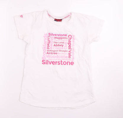 Silverstone Girls' White T-Shirt 13 Years Graphic Print Logo