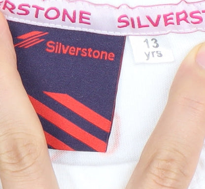Silverstone Girls' White T-Shirt 13 Years Graphic Print Logo