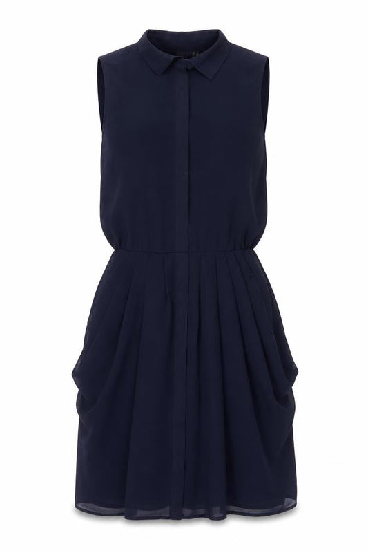 Front view of ASOS Women's Blue Sleeveless Dress, size 6