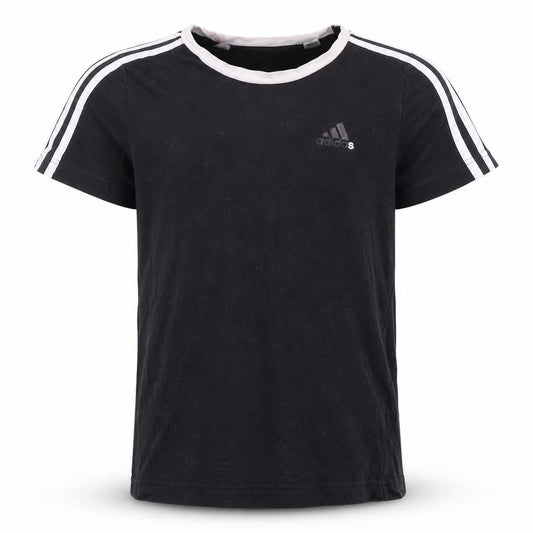Front view of Adidas boys’' black t-shirt 11-12 years, short sleeve, cotton