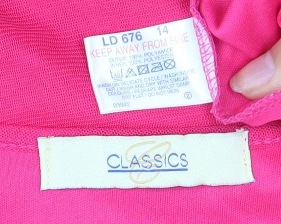 Classics Women's Pink V-Neck Embroidered Top - Size 14