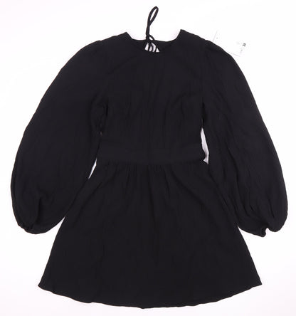 NA-KD Women's Black Balloon Sleeve Dress, Size 8