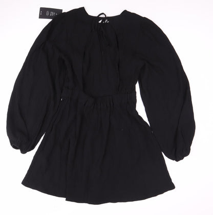 NA-KD Women's Black Balloon Sleeve Dress, Size 8