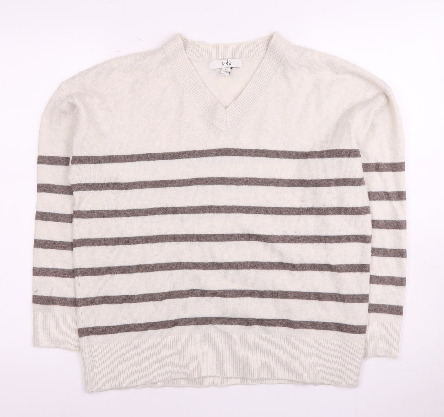 Womens UK Size M Marks and Spencer White Pullover Jumper