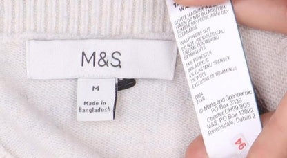 Womens UK Size M Marks and Spencer White Pullover Jumper