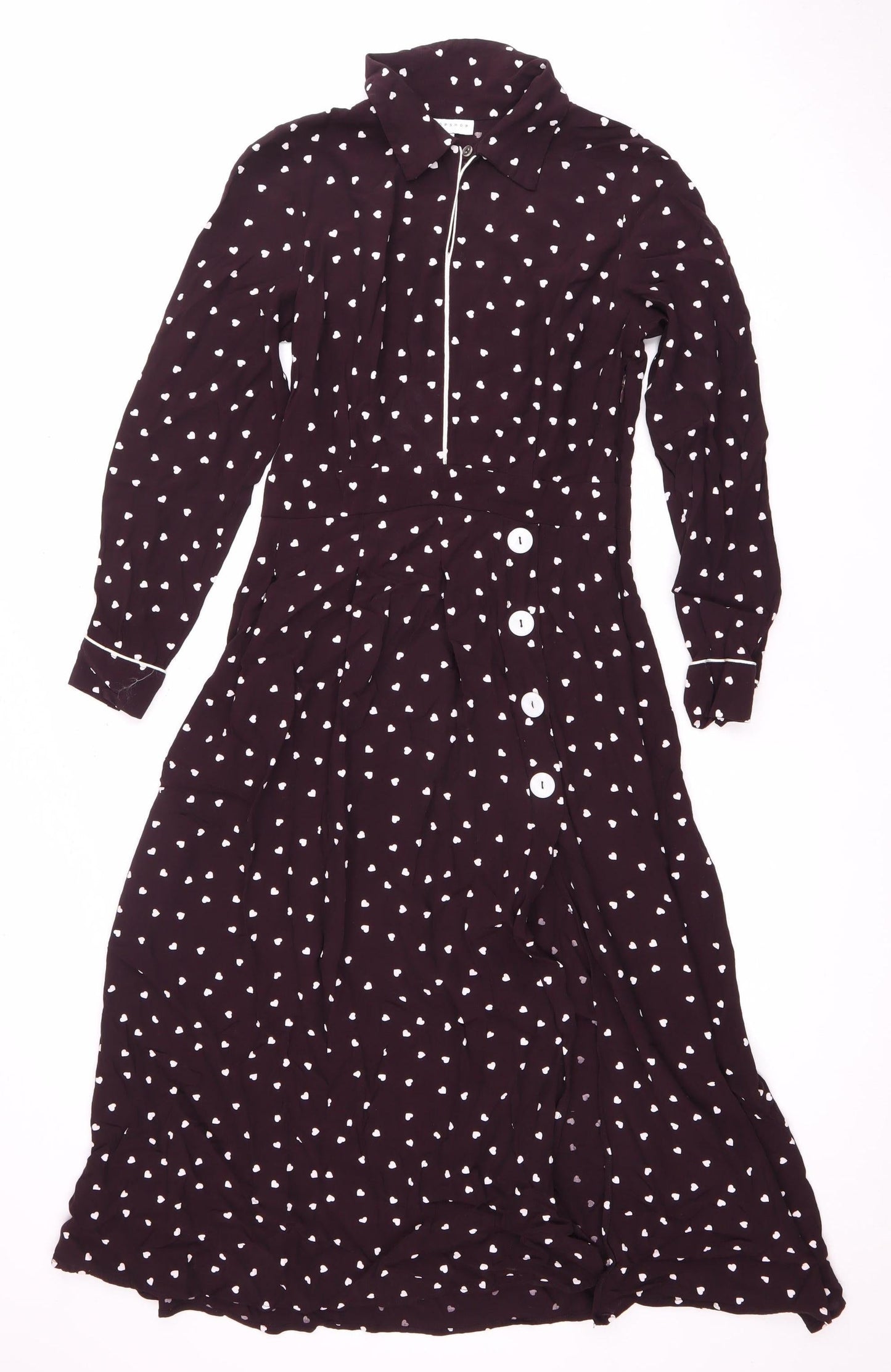 Topshop Women’s Black Shirt Dress, Size 10, Viscose