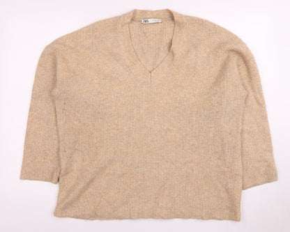 Womens UK Size S Zara Beige Pullover Jumper