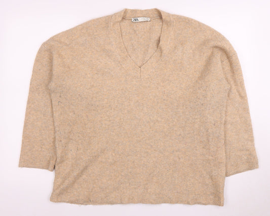 Womens UK Size S Zara Beige Pullover Jumper