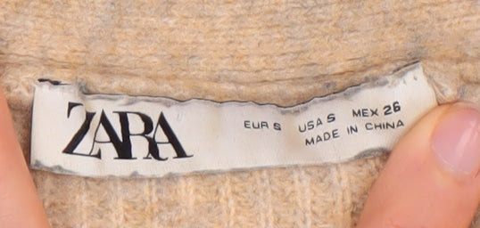Womens UK Size S Zara Beige Pullover Jumper