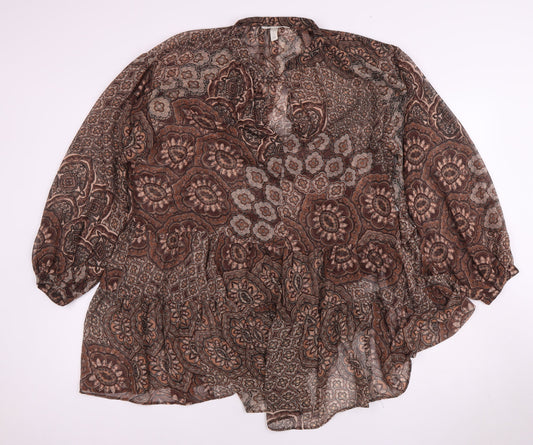 Womens UK Size S H&M Brown Tunic Blouse