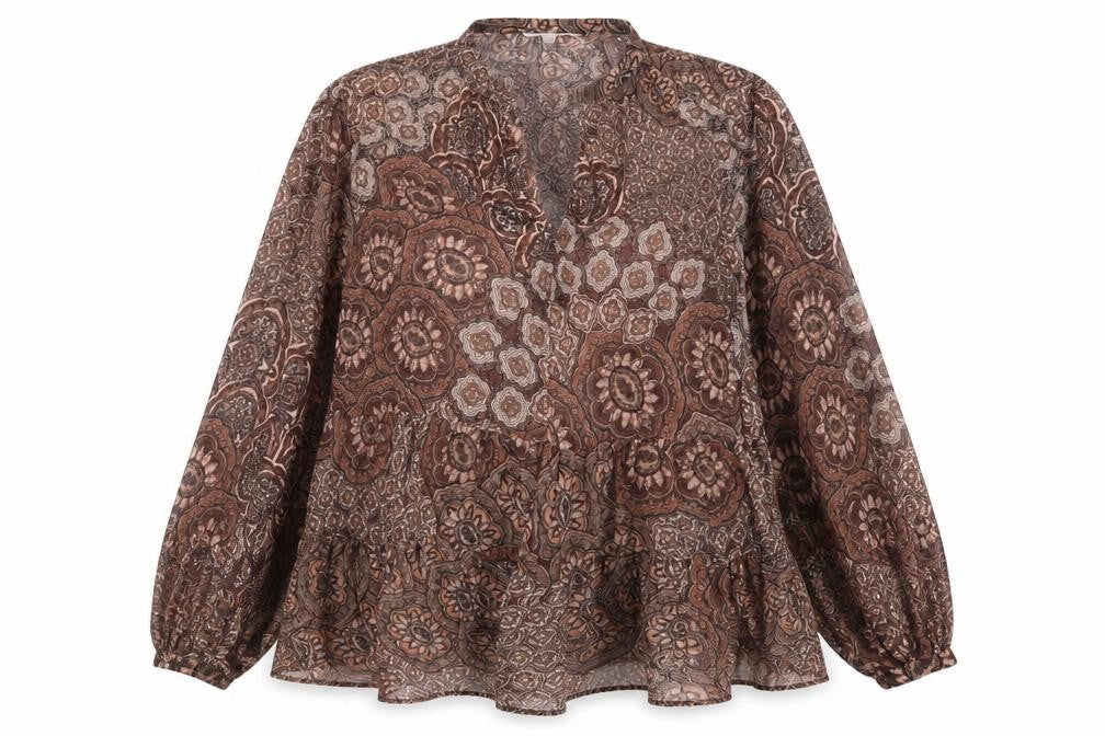 Womens UK Size S H&M Brown Tunic Blouse