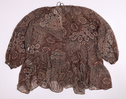 Womens UK Size S H&M Brown Tunic Blouse