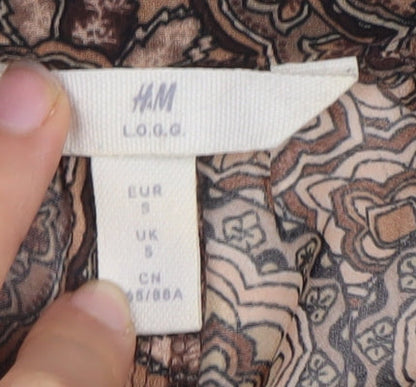 Womens UK Size S H&M Brown Tunic Blouse