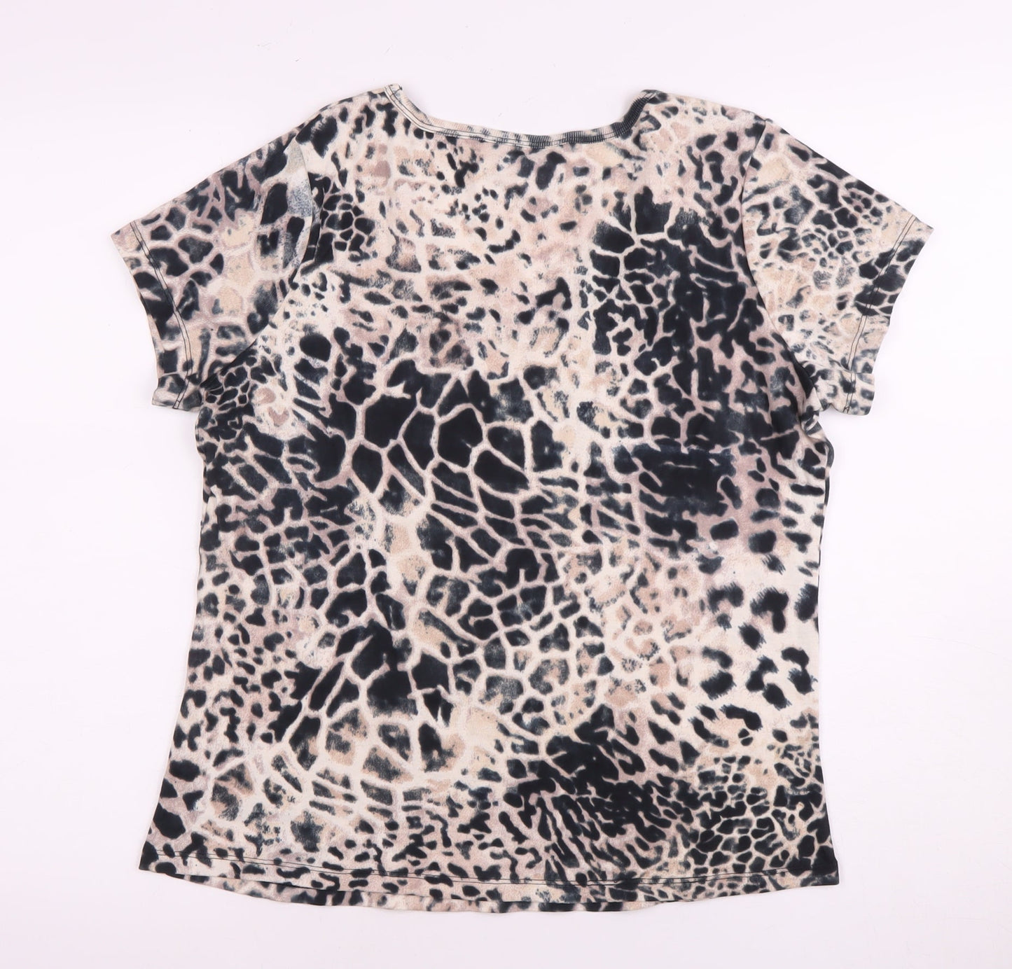 Classics Women's Beige Animal Print V-Neck T-Shirt
