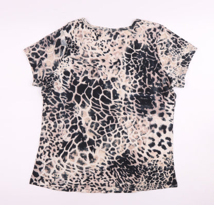 Classics Women's Beige Animal Print V-Neck T-Shirt