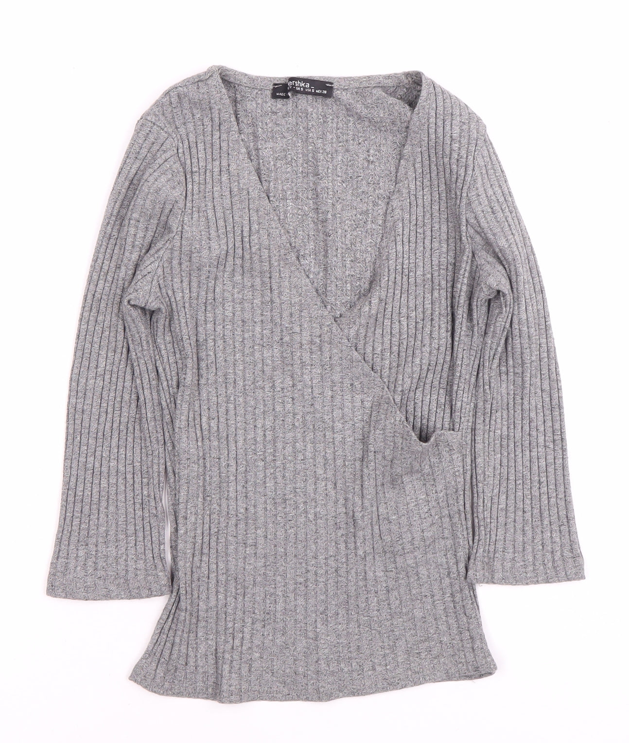 Bershka Grey Wrap Blouse for Women - Size 12