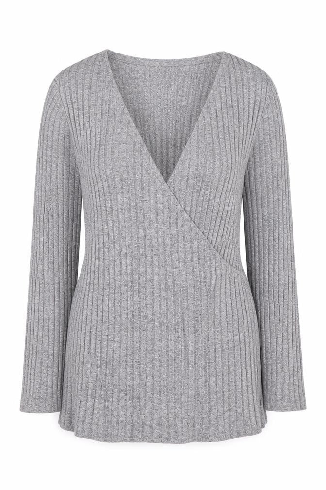Bershka Grey Wrap Blouse for Women - Size 12