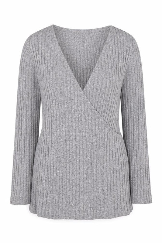 Bershka Grey Wrap Blouse for Women - Size 12