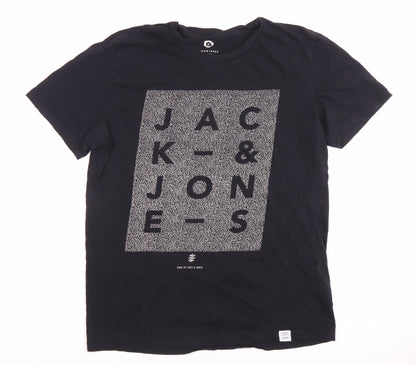 Mens UK Size S JACK & JONES Black  T-Shirt