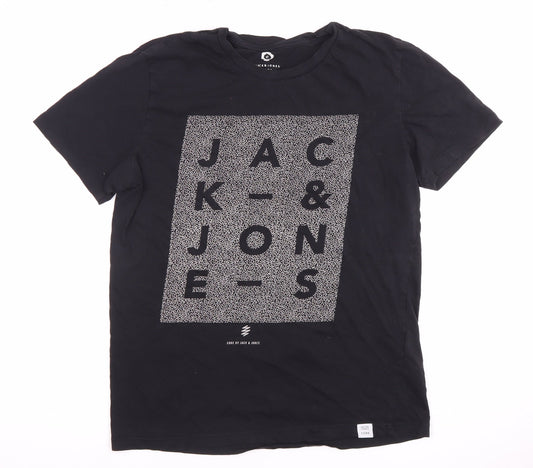 Mens UK Size S JACK & JONES Black  T-Shirt