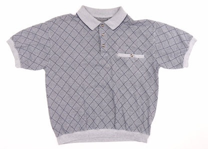 David Taylor Men's Grey Argyle Polo Shirt M