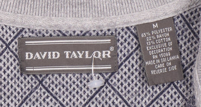 David Taylor Men's Grey Argyle Polo Shirt M