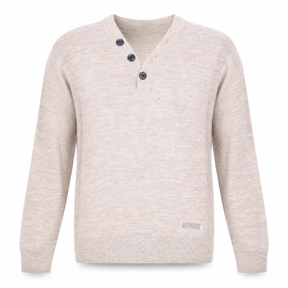 Mens UK Size XL Petroleum Beige Henley Jumper