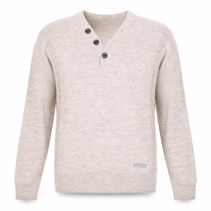 Mens UK Size XL Petroleum Beige Henley Jumper