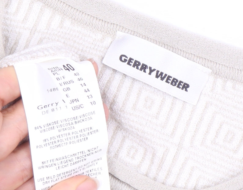 Womens UK Size 14 Gerry Weber Beige Jersey T-Shirt