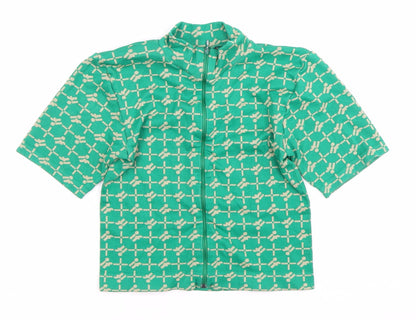 Les Trams Women's Green Geometric Blouse UK 12