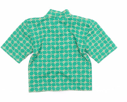 Les Trams Women's Green Geometric Blouse UK 12
