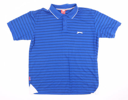 Slazenger Men's Blue Striped Polo Shirt - Casual Wear