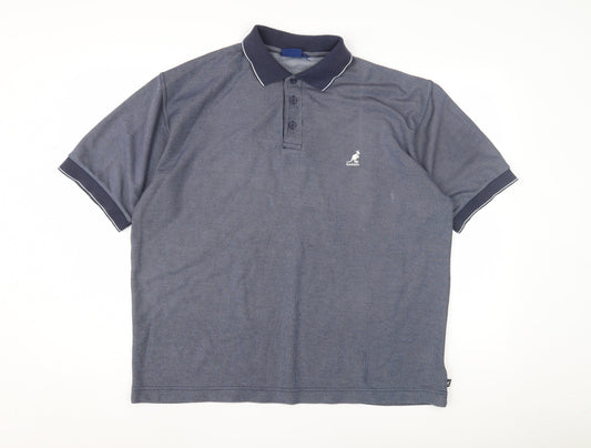 Kangol Mens Blue Polo Shirt L Short Sleeve Casual