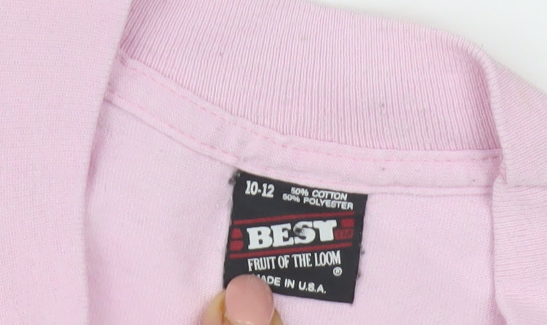 Fruit of the Loom Girls Pink Graphic T-Shirt 10 Years