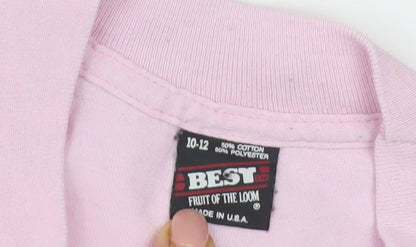Fruit of the Loom Girls Pink Graphic T-Shirt 10 Years