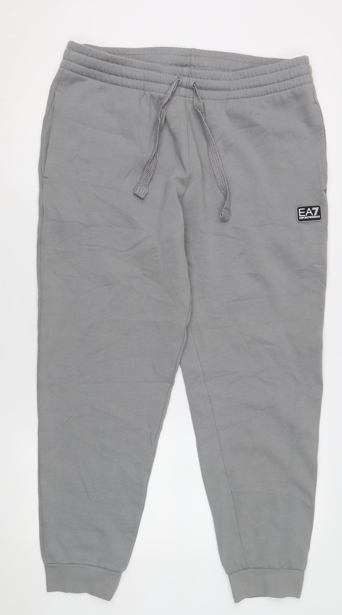 Emporio Armani Men's Grey Jogger Trousers, XL, Relaxed Fit