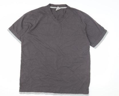 Enrico Mori Men's Grey V-Neck T-Shirt, Size L