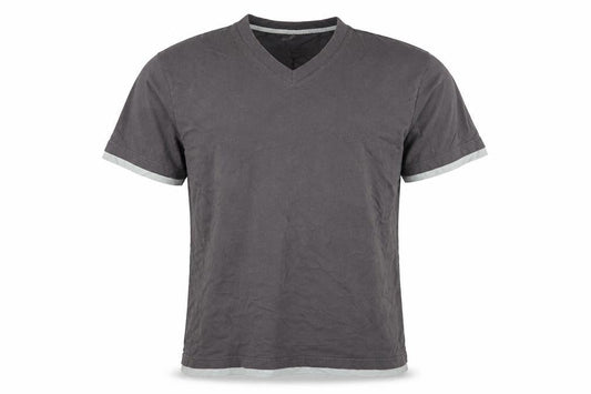 Enrico Mori Men's Grey V-Neck T-Shirt, Size L
