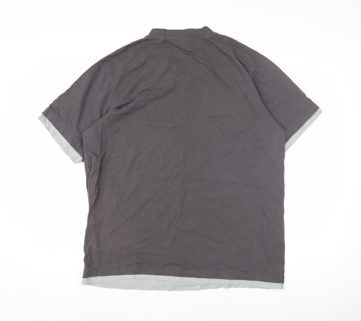 Enrico Mori Men's Grey V-Neck T-Shirt, Size L
