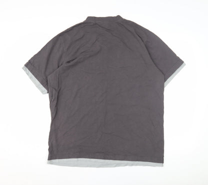 Enrico Mori Men's Grey V-Neck T-Shirt, Size L