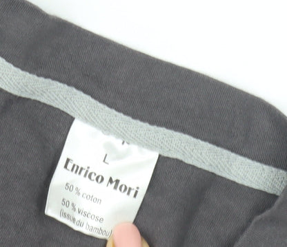 Enrico Mori Men's Grey V-Neck T-Shirt, Size L
