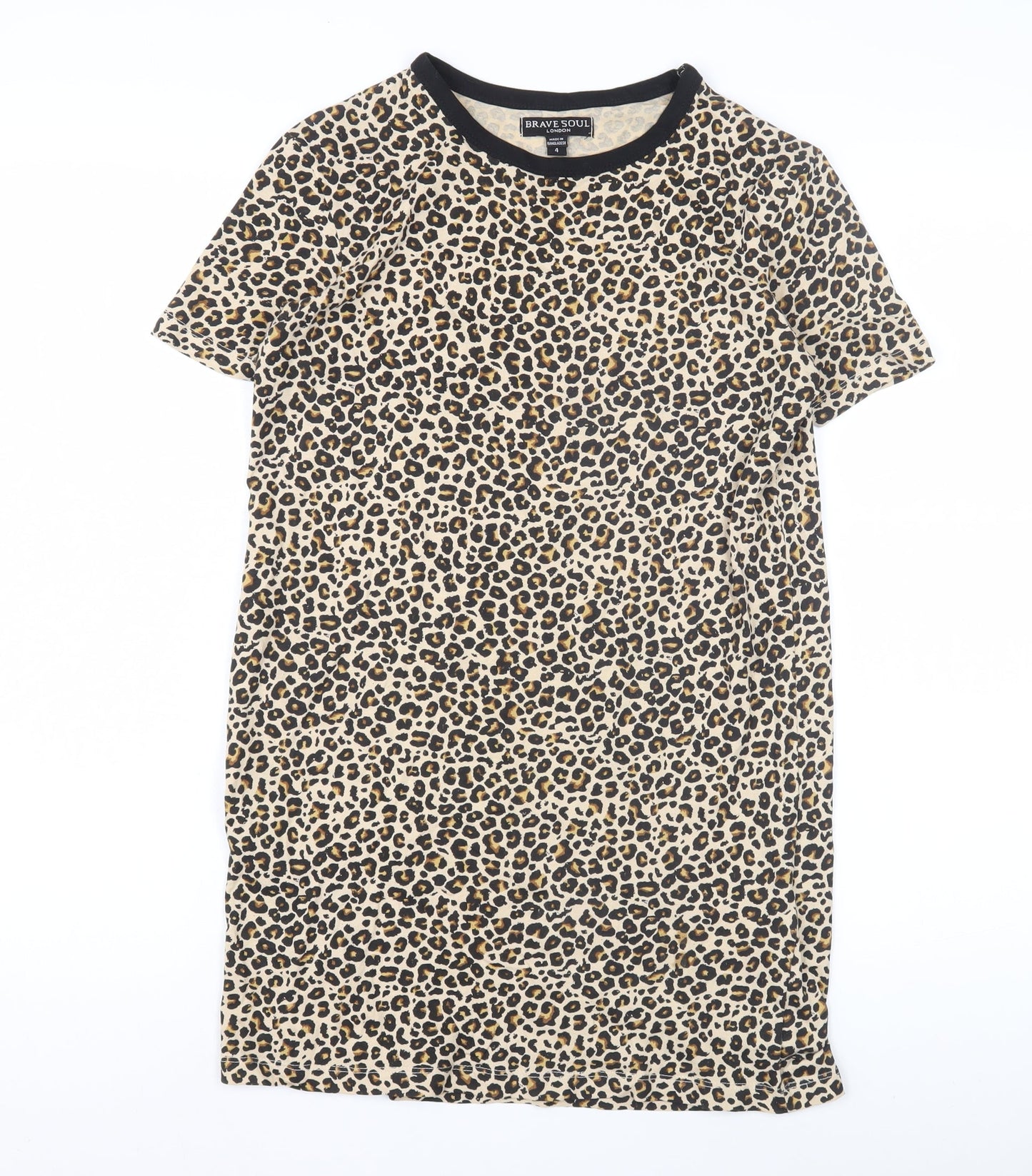 Womens UK Size 4 Brave Soul Multicoloured Basic T-Shirt