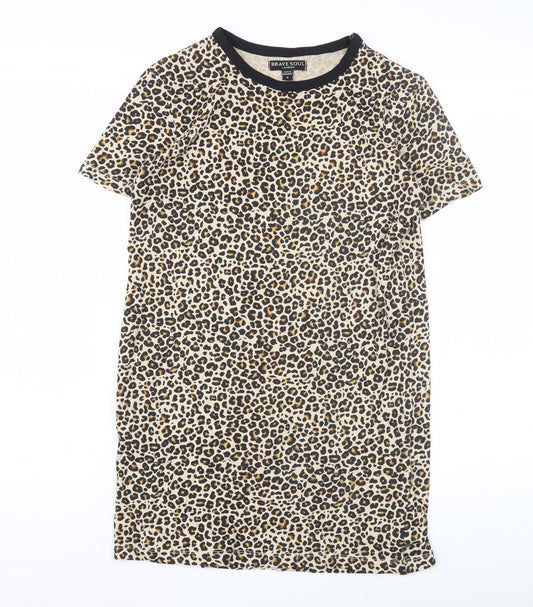 Womens UK Size 4 Brave Soul Multicoloured Basic T-Shirt