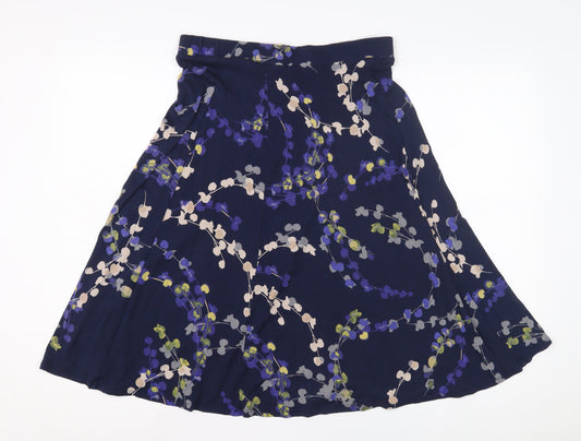 Marks and Spencer Women's Blue A-Line Floral Skirt Size 10