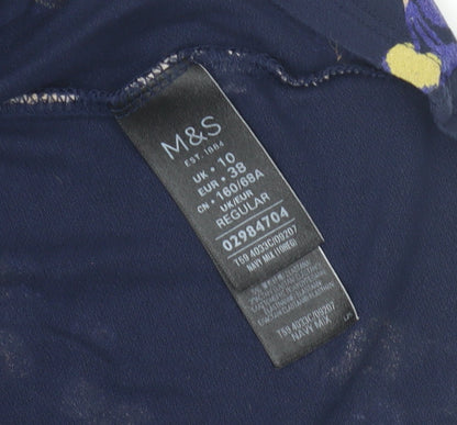 Marks and Spencer Women's Blue A-Line Floral Skirt Size 10