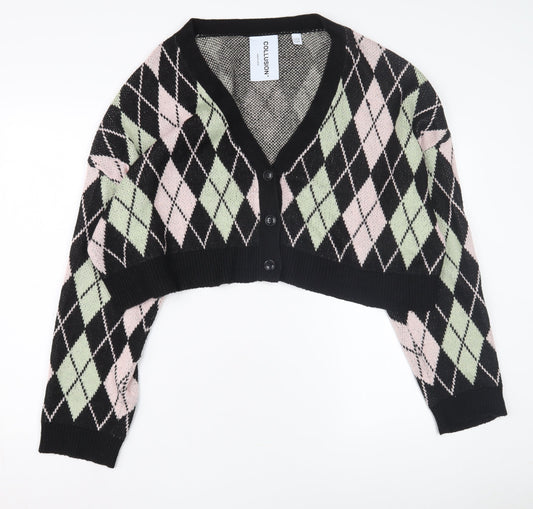 Collusion Women's Multicoloured Argyle Cardigan Size 16