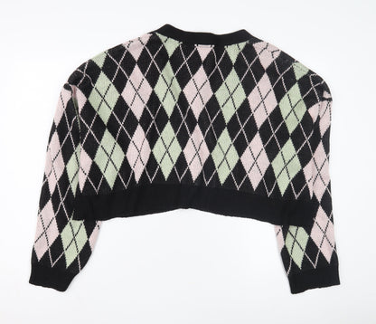 Collusion Women's Multicoloured Argyle Cardigan Size 16