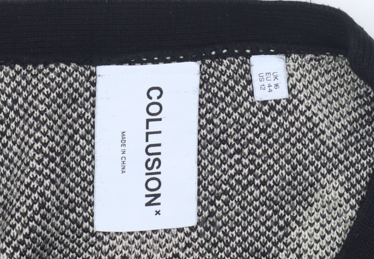 Collusion Women's Multicoloured Argyle Cardigan Size 16